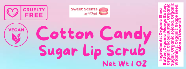 Organic Cotton Candy Sugar Lip Scrub